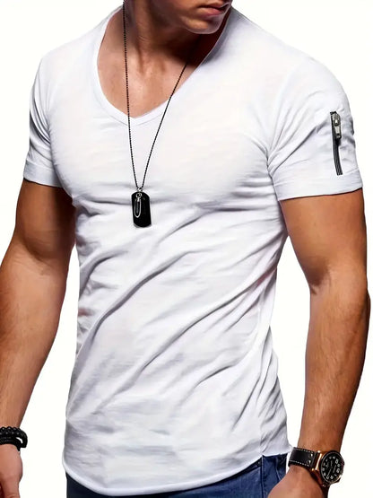 Faustino - Bequemes Herren T-Shirt V-Ausschnitt Modern