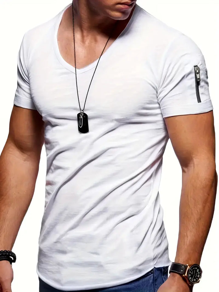 Faustino - Bequemes Herren T-Shirt V-Ausschnitt Modern