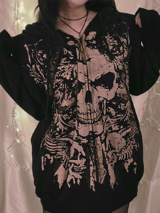 Stylische Oversized Hoodie mit Skull Print - IdealeKleiden