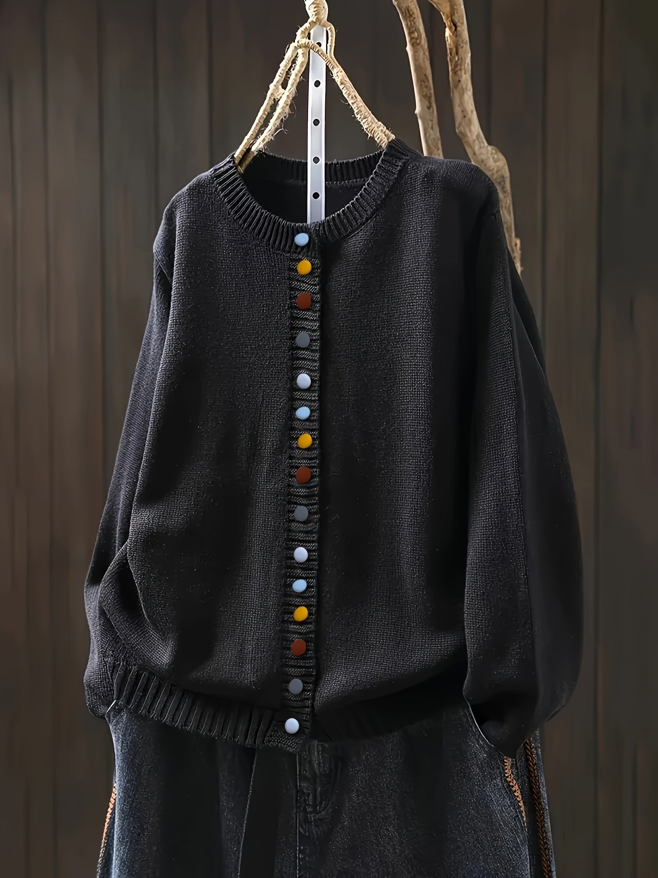 Damen Strickpullover mit Knöpfen Elegant