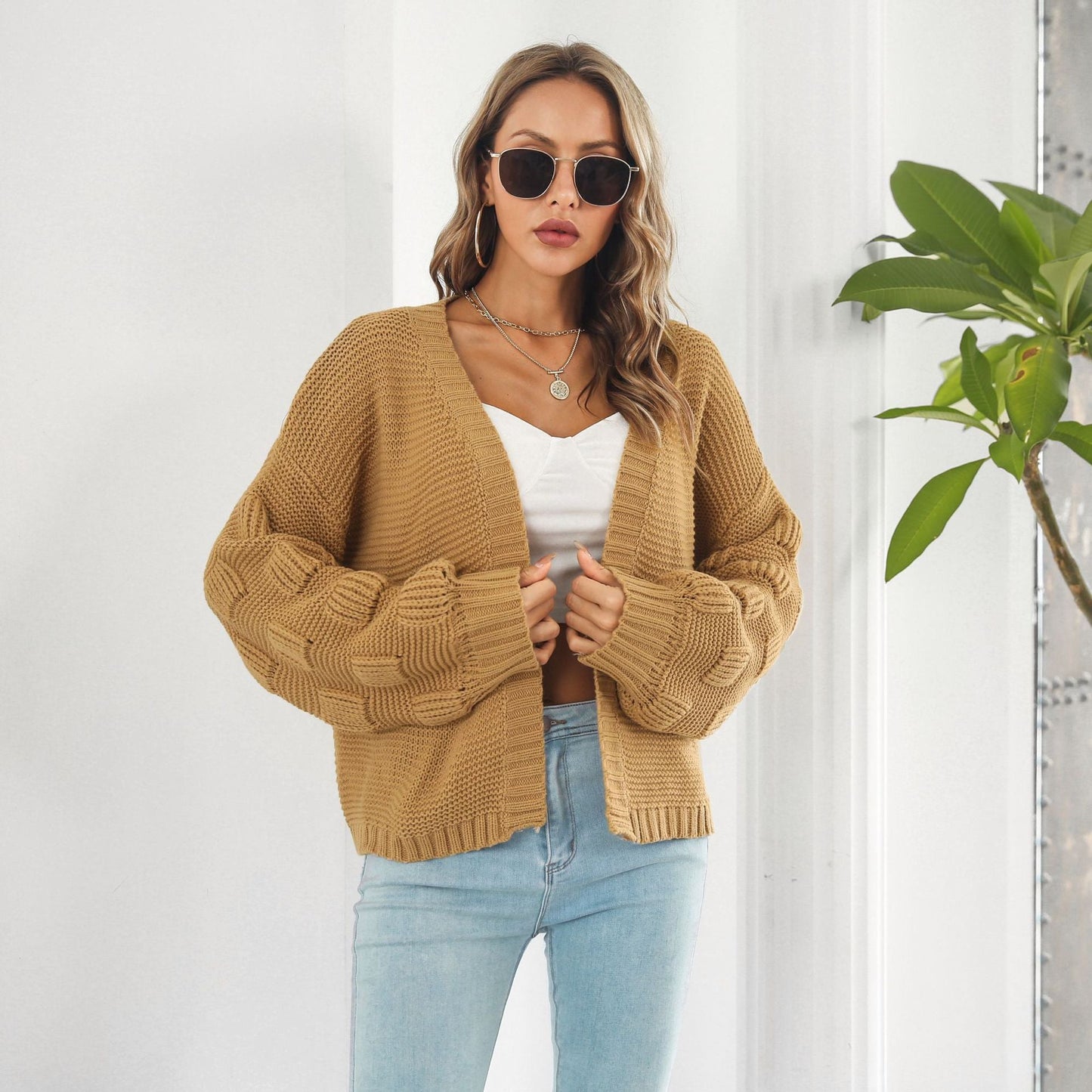 Strickjacke Damen Puffärmel Chic