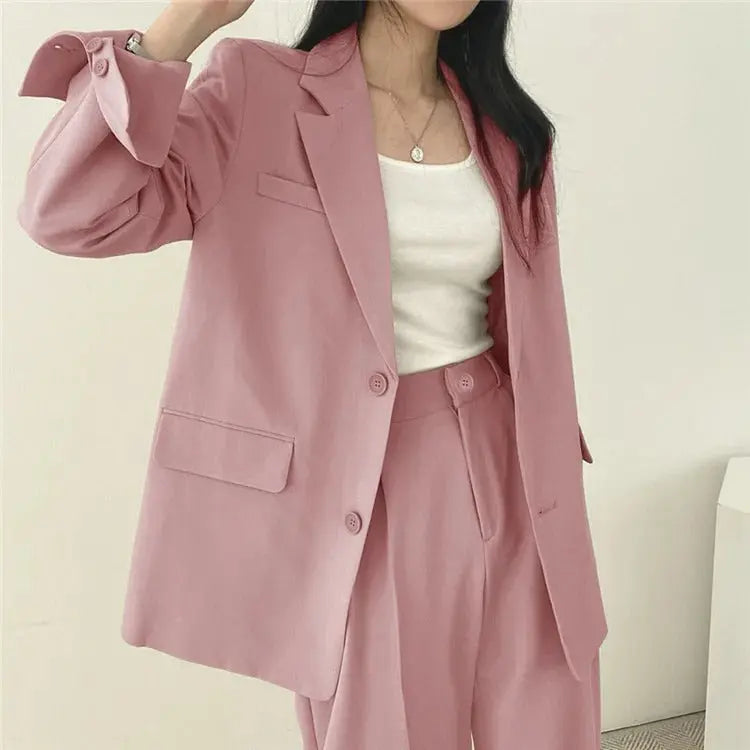 Damen Business Set - Einfarbig Blazer &amp; Gerade Hosen