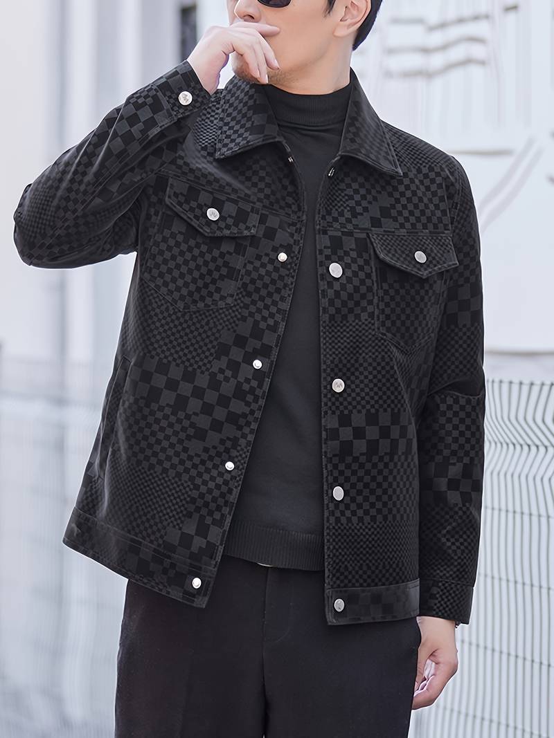 Herren Jacke Kariert Modern Schnitt