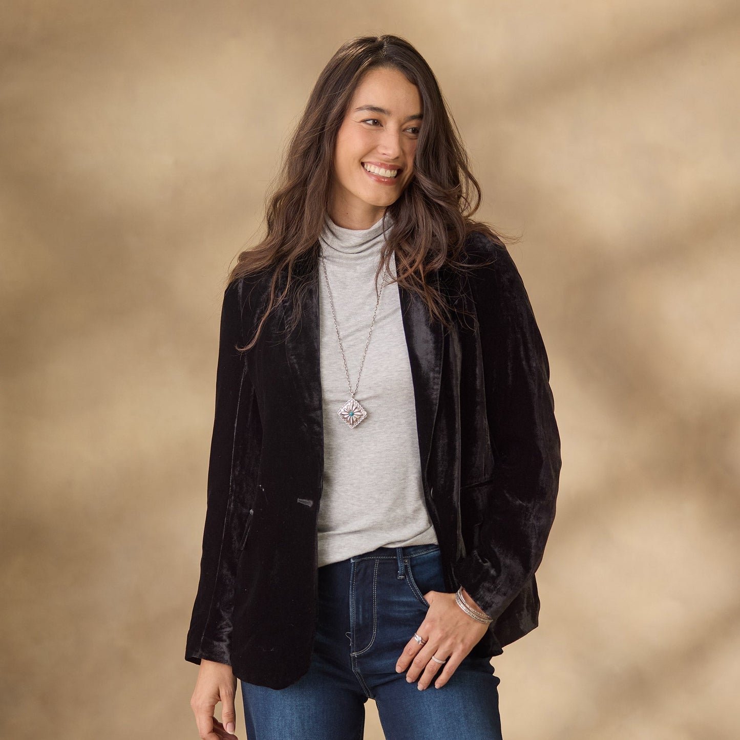 Herbstjacke Samt Damenjacke Gestickt - IdealeKleiden
