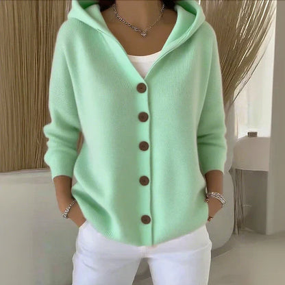 Kuschelige Cardigan Hoodie mit Knöpfen - IdealeKleiden