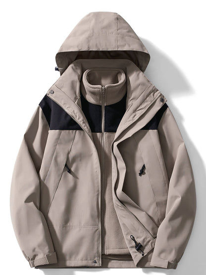 Wasserdichte Outdoorjacke 3in1 Funktionale Windjacke Abnehmbare Kapuze
