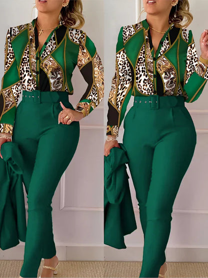 Weibliches Oberteil V-Ausschnitt mit High-Waist-Hose