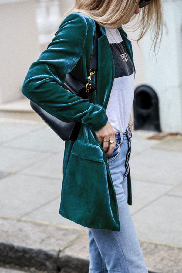 Stylischer Samt Blazer Damen Streetwear