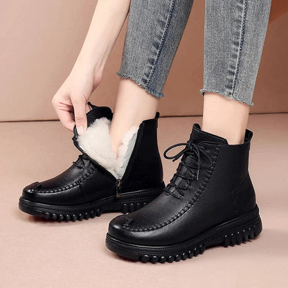 Damen Stiefel Leder Warm Martin Boots