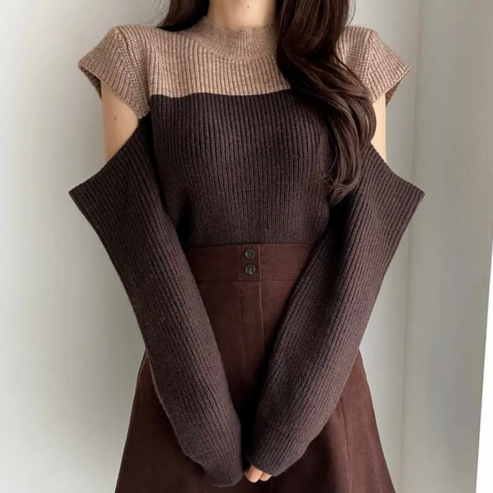 Stylische Strickpullover Damen Mode Ausschnitt Ärmel