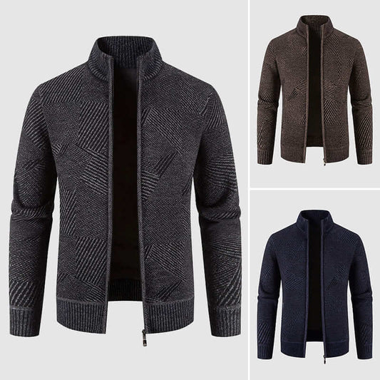 Stylische Herren Cardigan Jacke Geometrisches Muster - IdealeKleiden