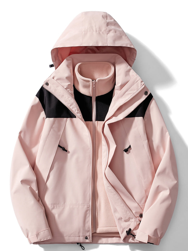 Wasserdichte Outdoorjacke 3in1 Funktionale Windjacke Abnehmbare Kapuze