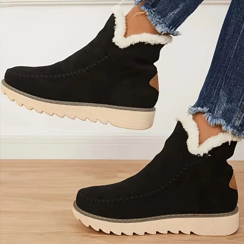 Retro Stiefel Faux Suede Schnee Winter Mode - IdealeKleiden