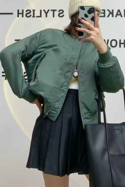 Stylische Flugjacke Verdickter Kragen Sportlich