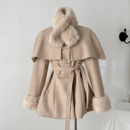 Winterkleid Lang Damen Mit Abnehmbarem Kragen