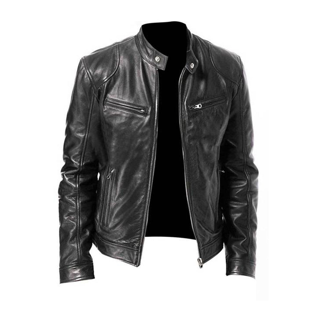 Herren Lederjacke Herbst Warm Winddicht