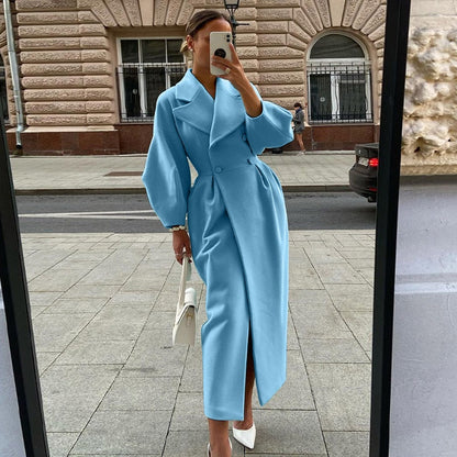 Eleganter Damen Wollmantel Langärmlig Warm & Chic