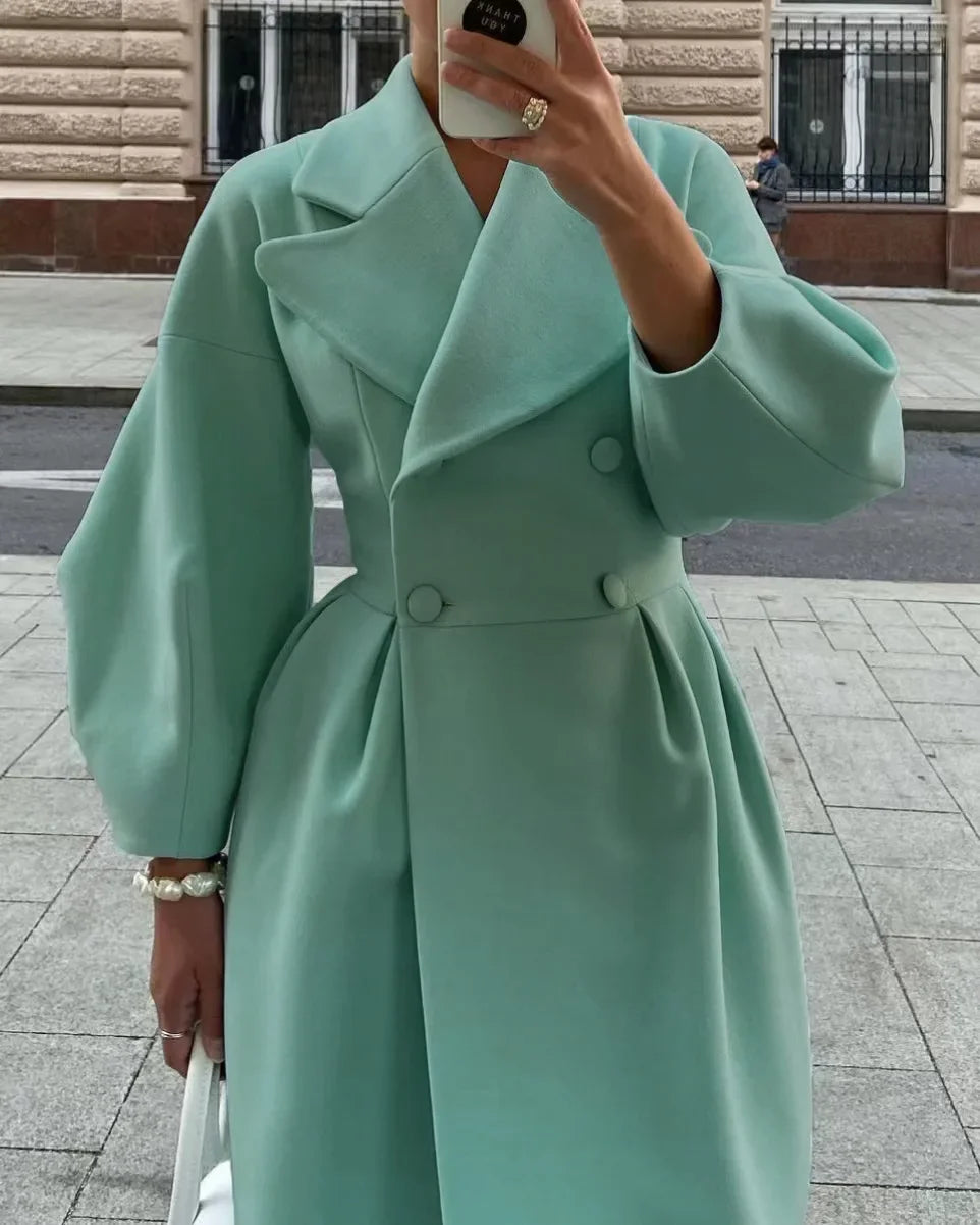 Eleganter Damen Wollmantel Langärmlig Warm & Chic