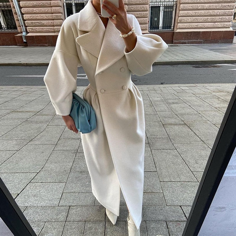 Eleganter Damen Wollmantel Langärmlig Warm & Chic
