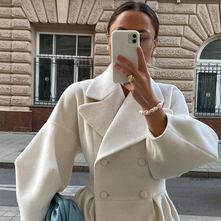 Eleganter Damen Wollmantel Langärmlig Warm &amp; Chic - IdealeKleiden