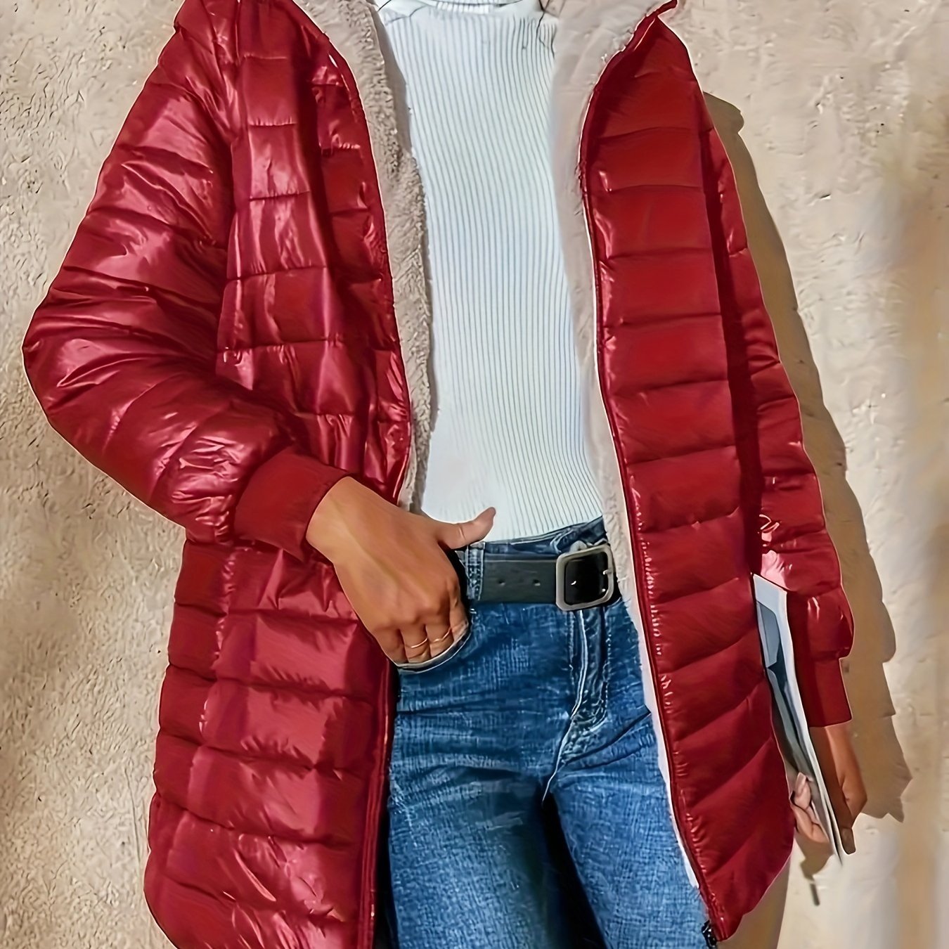 Warm gefütterte Winterjacke mit Reißverschluss