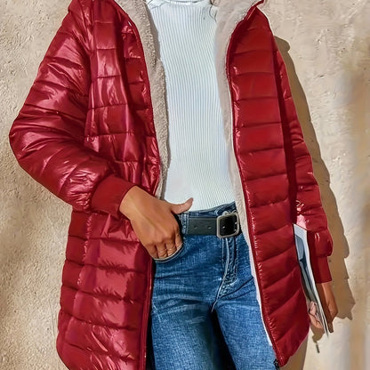 Warm gefütterte Winterjacke mit Reißverschluss