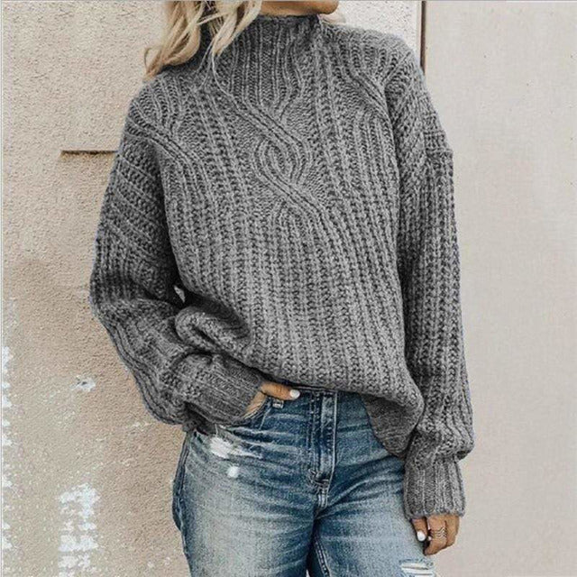 Damen Pullover Winter Kabelstrick Style