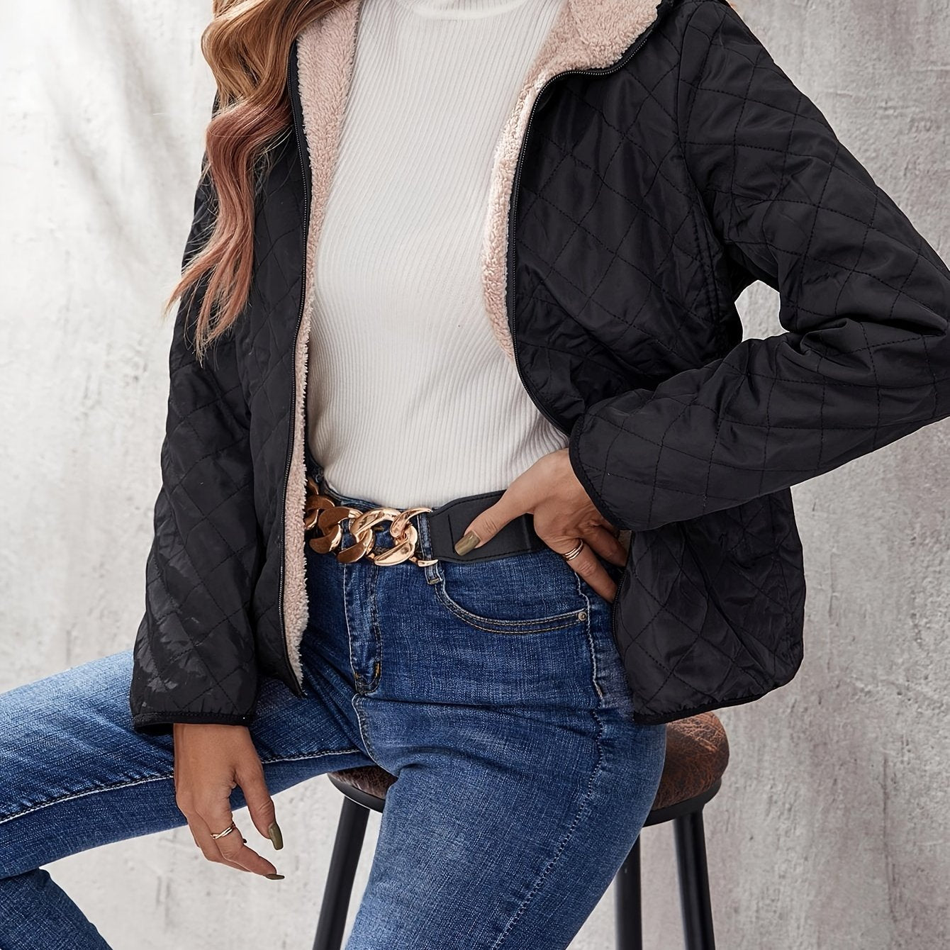 Warme Winterjacke Gepolstert mit Kapuze