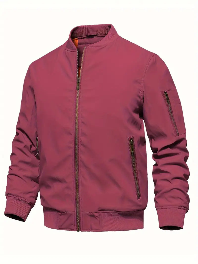 Herren Bomberjacke Elegant Leder Look