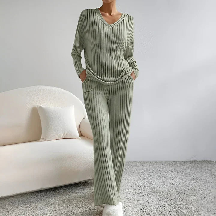Isla – Strickpullover Set mit V-Ausschnitt Damen