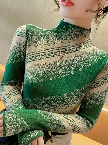 Eleganter Streifenpullover Damen Modern Strick