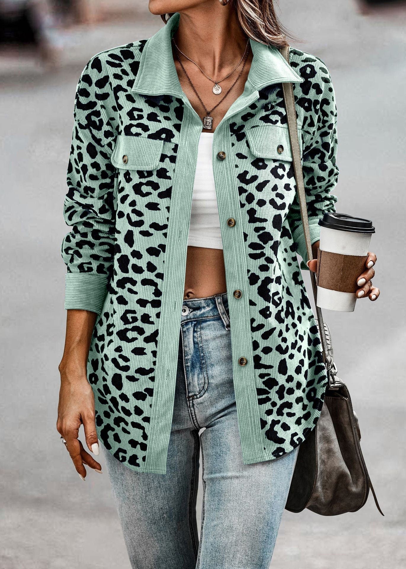 Leopard Jacke Damen Frühjahr Trendy Premium