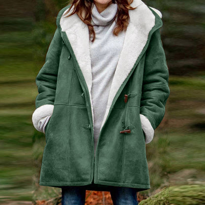 Warme Fleece-Damenjacke Kuschelig Kapuze