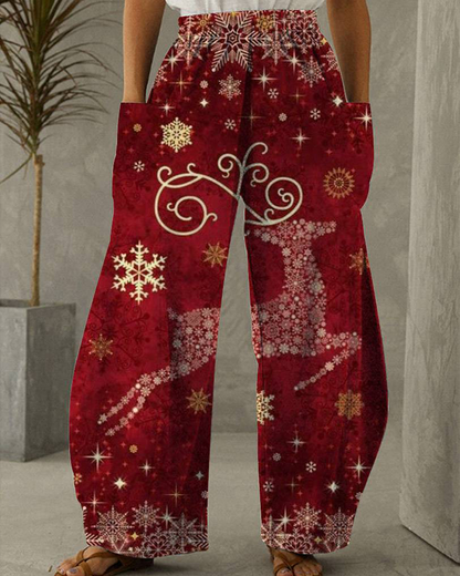 Weihnachtshose Freizeit Hose Mit Festlichem Druck