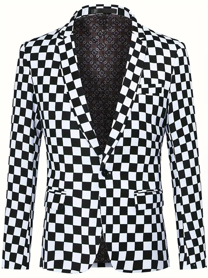 Herren Anzugjacke Schachbrettmuster Modern - IdealeKleiden