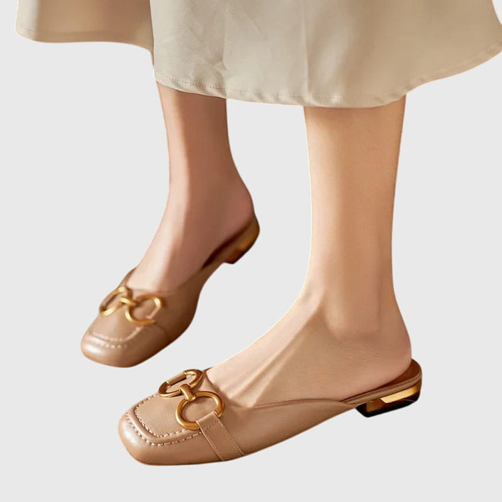 Damen Slip-On Sandalen Schnalle Modern