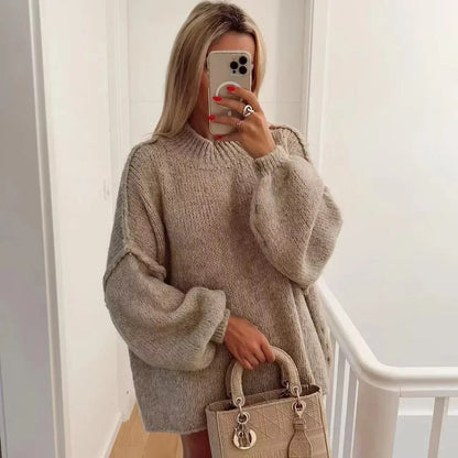 Stilvoller Rollkragen Pullover Große Ärmel