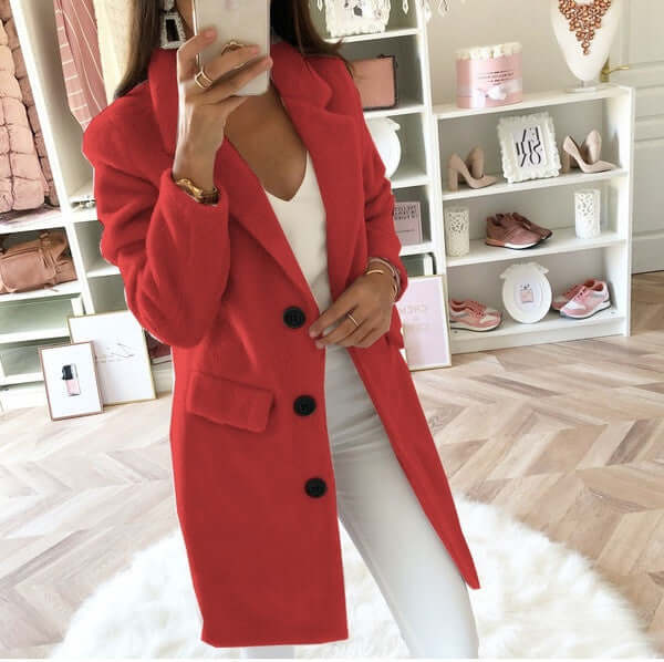 Damen Wollmantel Doppelreihig Elegent