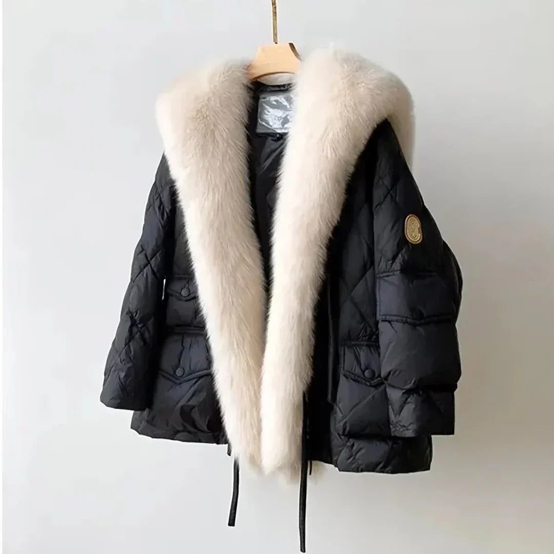 Luxus Jacke Pelz Kragen Elegant