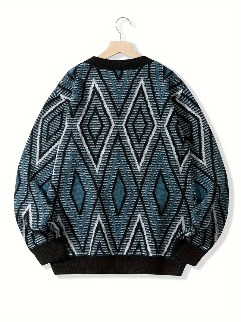 Lässiger Geometrie Pullover Herren Modern - IdealeKleiden
