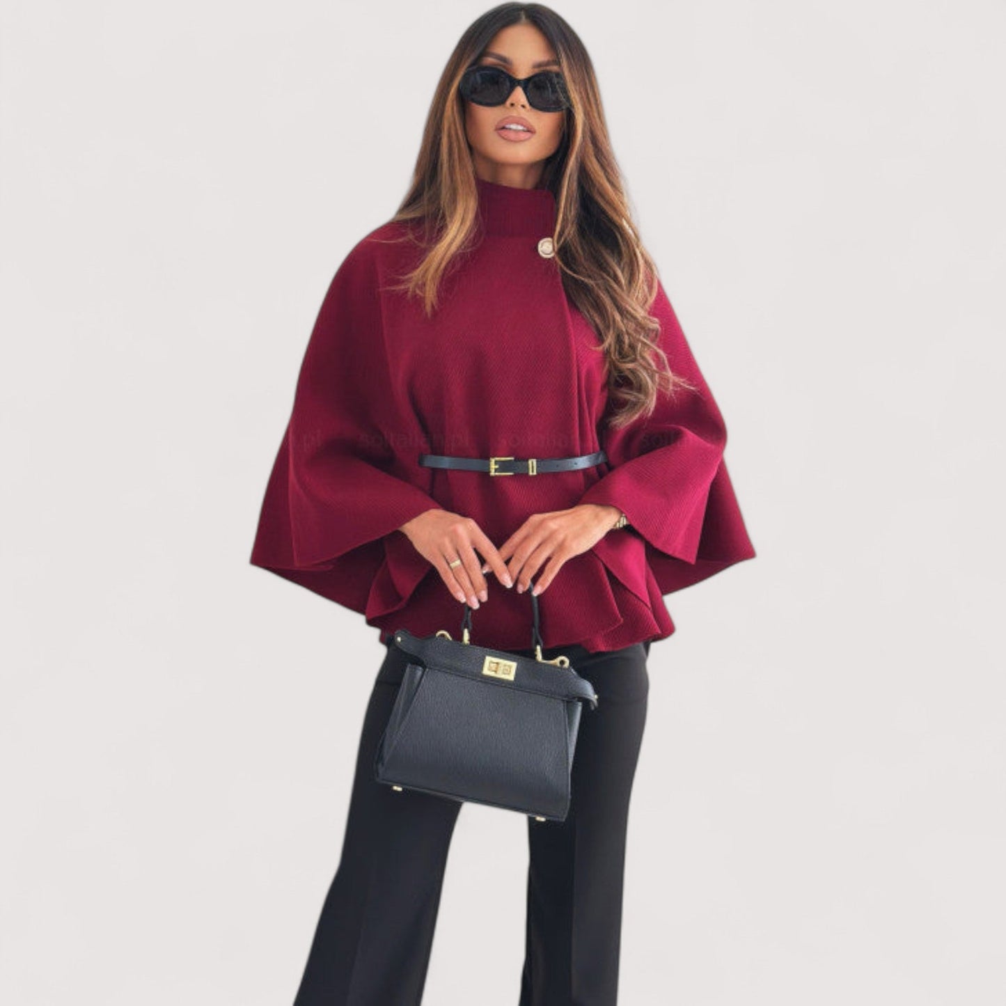 Elegante Frauenjacke Schmetterlingsmuster Mit Gürtel