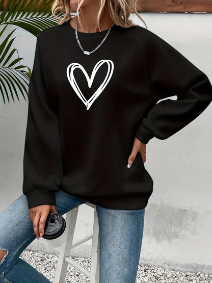 Eleganter Pullover Herz Muster Damen