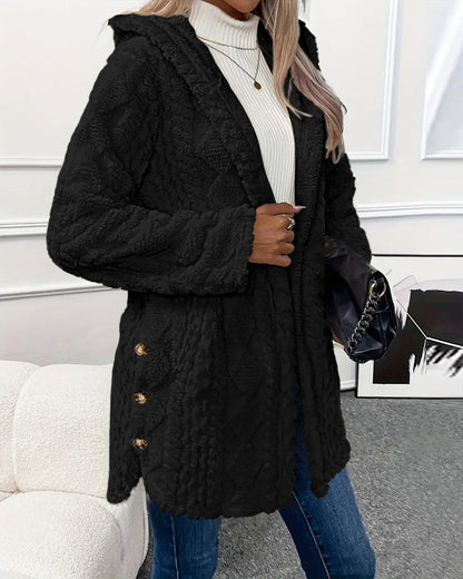 Kunstpelzjacke Lockere Passform Mit Kapuze