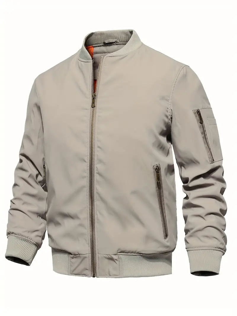 Herren Bomberjacke Elegant Leder Look