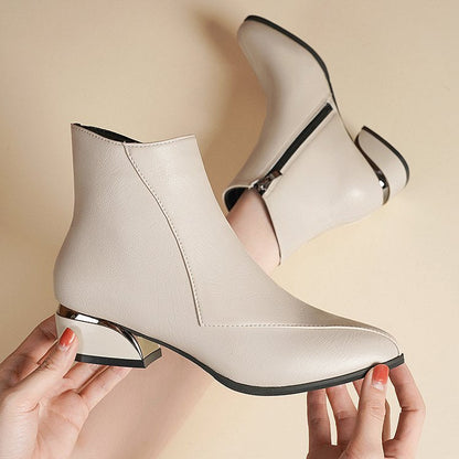 Damen Stiefeletten Chunky Niedriger Absatz - IdealeKleiden