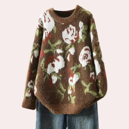 Damenschal Strickpullover Blumenmuster