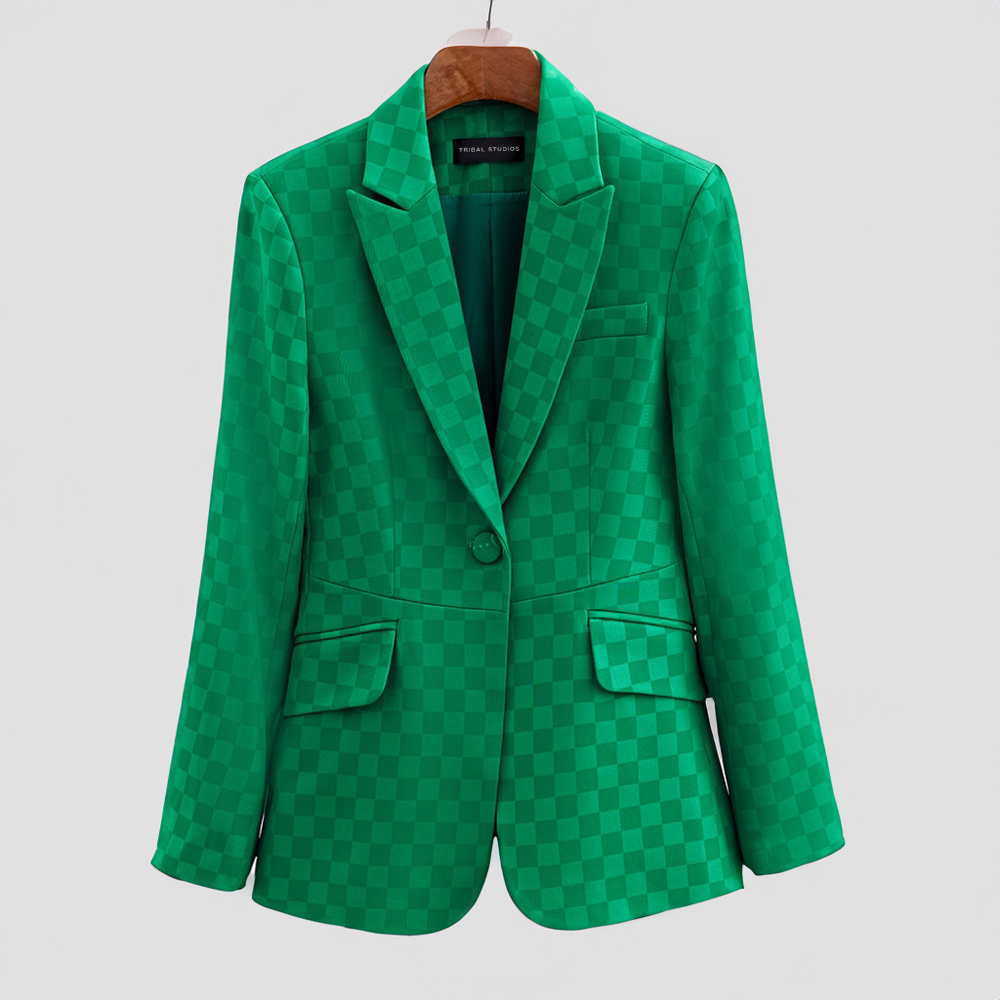 Elegante Damenblazer Karo Muster