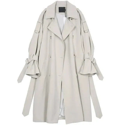 Stylische Damen Trenchcoat Lang Ärmel