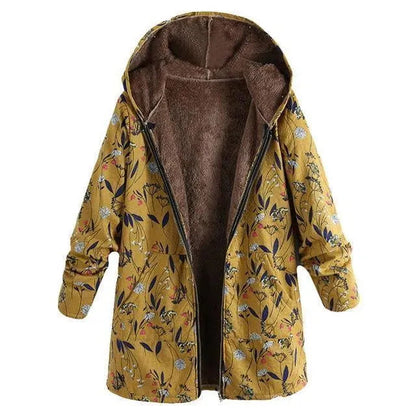 Stylischer Wintermantel Plus Size Blumenmuster