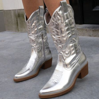 Stilvolle Cowboystiefel Metallic Look